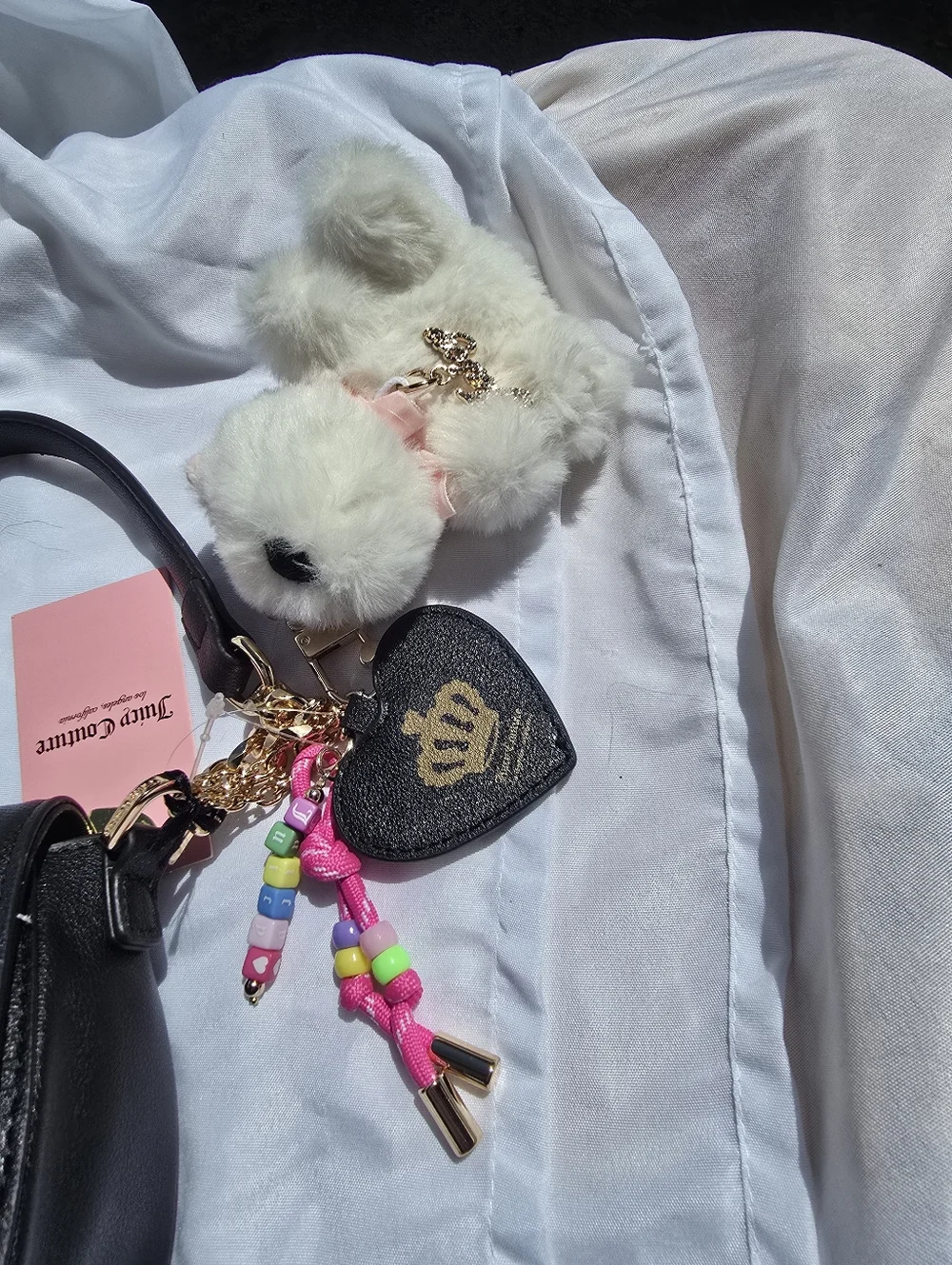 Juicy Couture Exclusive Black Crossbody with Gold Chain And Bag Charm - Picture 7 of 8